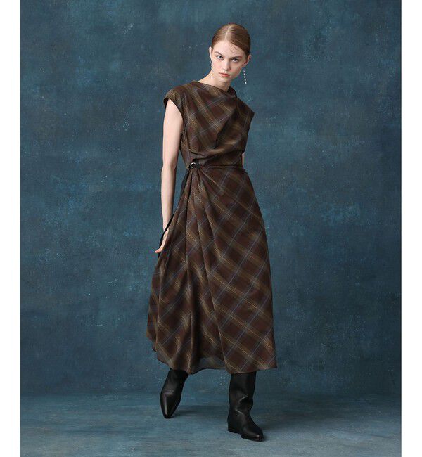 LOULOU WILLOUGHBY「【LOULOU WILLOUGHBY】ドレープチェックワンピース」|ワンピース|