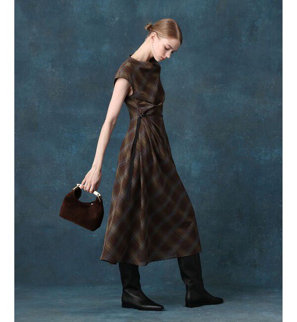 LOULOU WILLOUGHBY「【LOULOU WILLOUGHBY】ドレープチェックワンピース」|ワンピース|