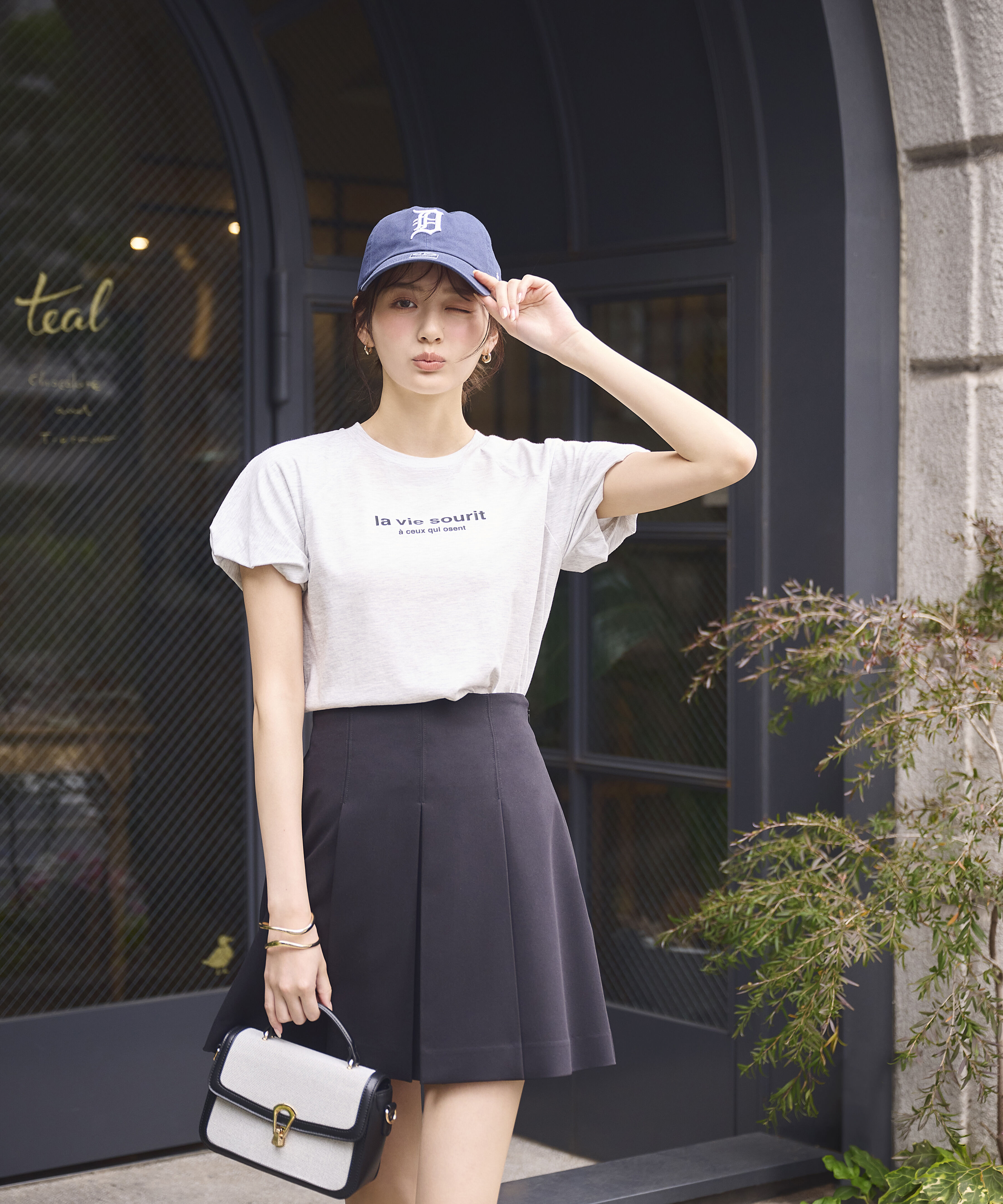 PROPORTION BODY DRESSING「パフスリーブロゴTシャツ 26SS」|Tシャツ・カットソー|グレー