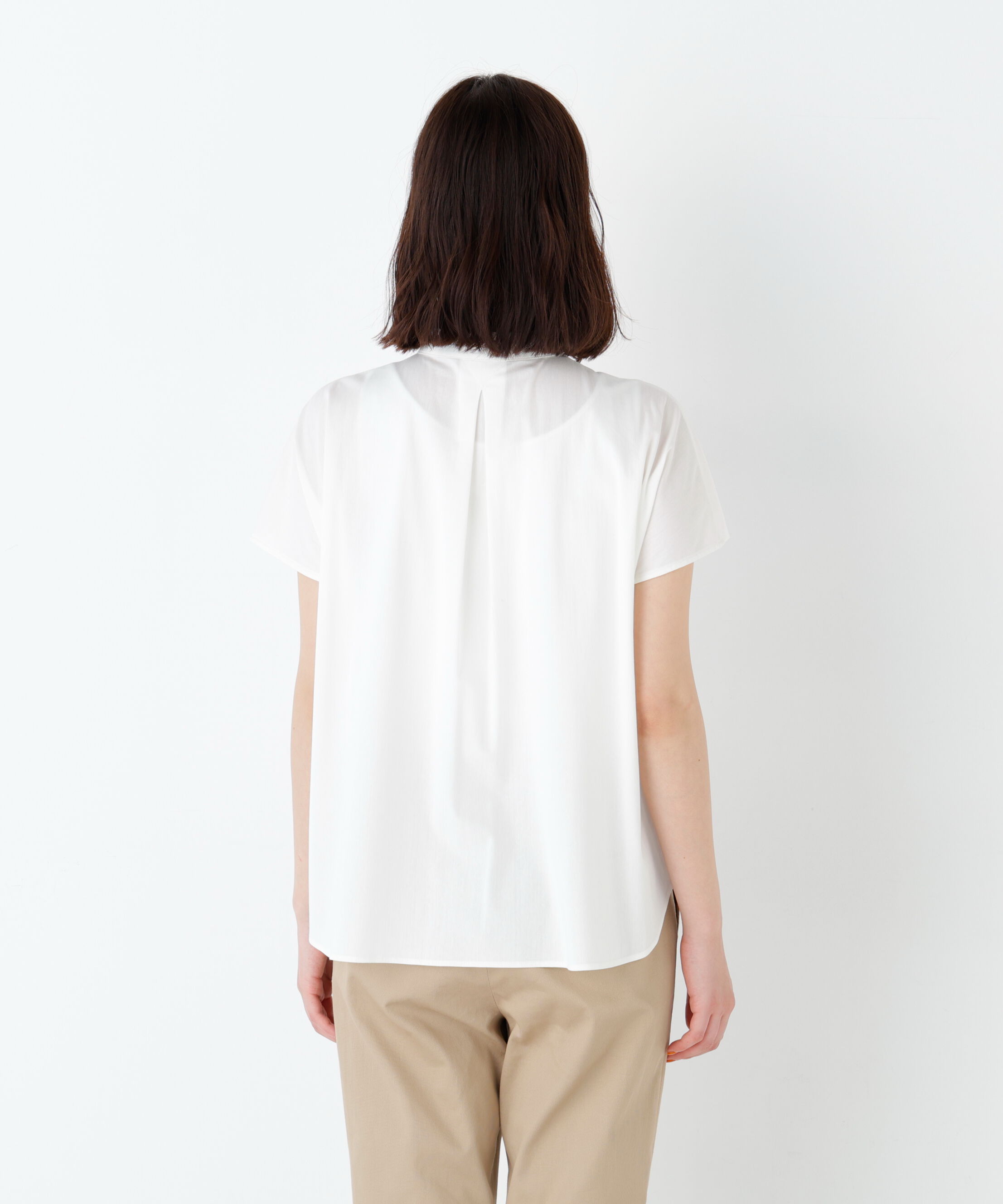  「《洗える》ライトカットソースタンドフリルブラウス」|Tシャツ・カットソー|