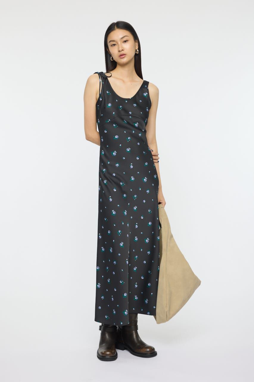 MOUSSY「FLORAL FLARE ドレス」|ワンピース|BLK