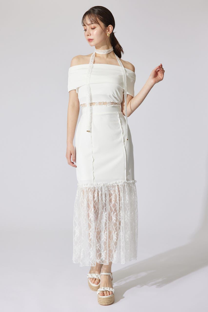 rienda「レースコンビオフショルカットワンピース」|ワンピース|WHT