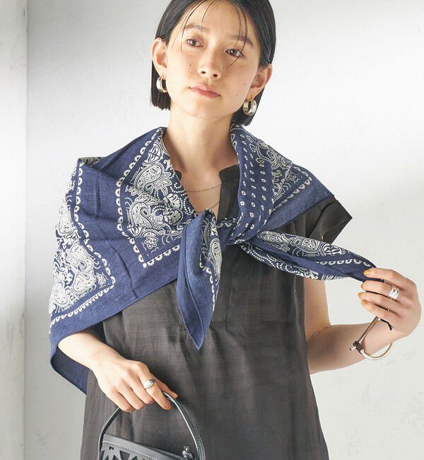 SHIPS for women「《予約》ドッキング ペイズリー スカーフ 100&times;100」|バンダナ・スカーフ|