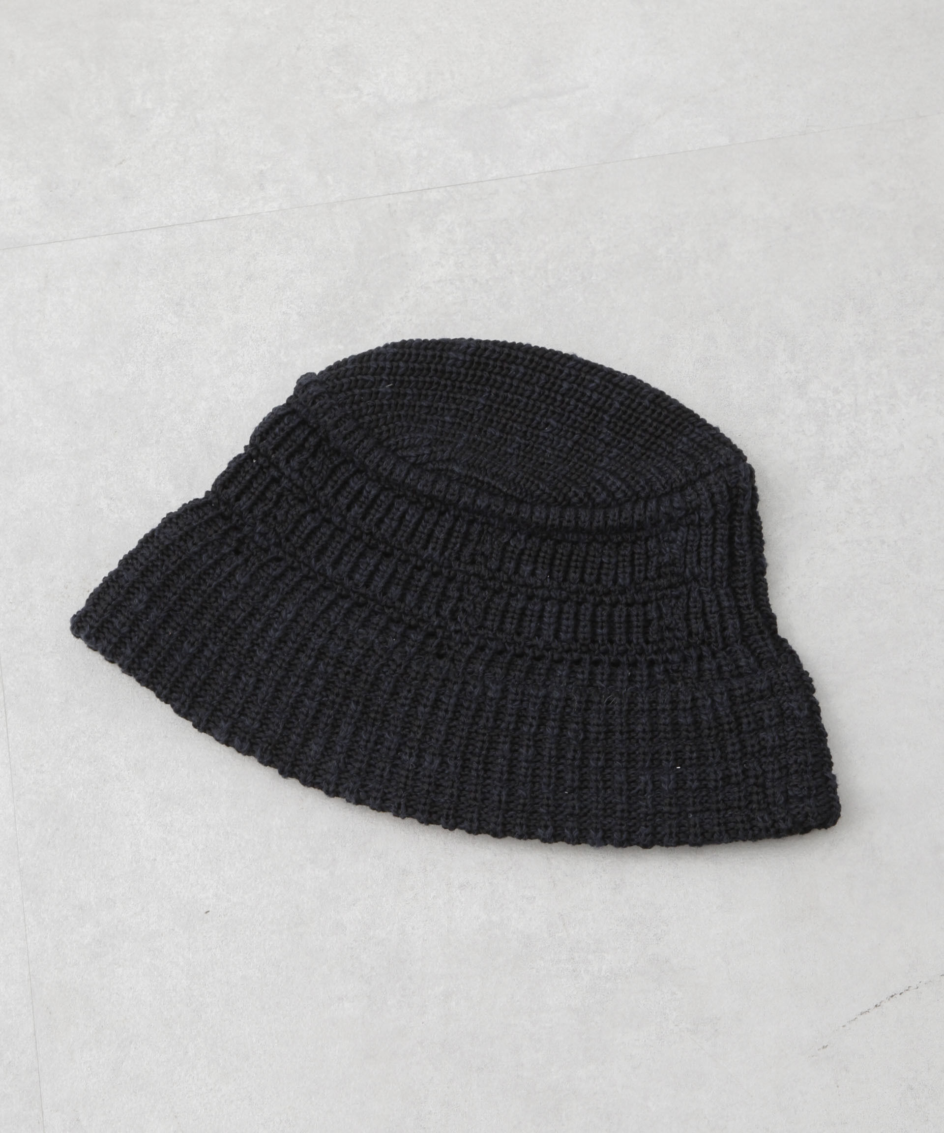 nano･universe「RACAL/別注 Mesh Line Knit Bucket Hat」|キャップ・キャスケット|ブラック