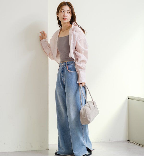  「【新色追加/6色展開】カップ付きクロップドブラキャミ」|キャミソール|