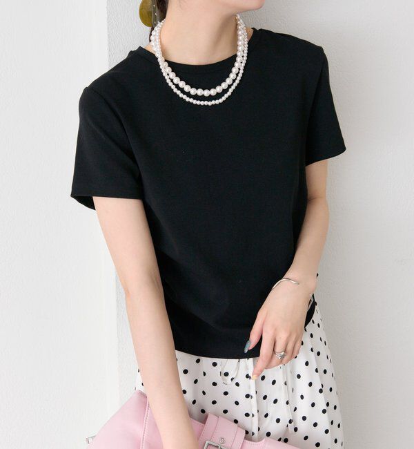  「サイドギャザーチビTシャツ」|Tシャツ・カットソー|ブラック