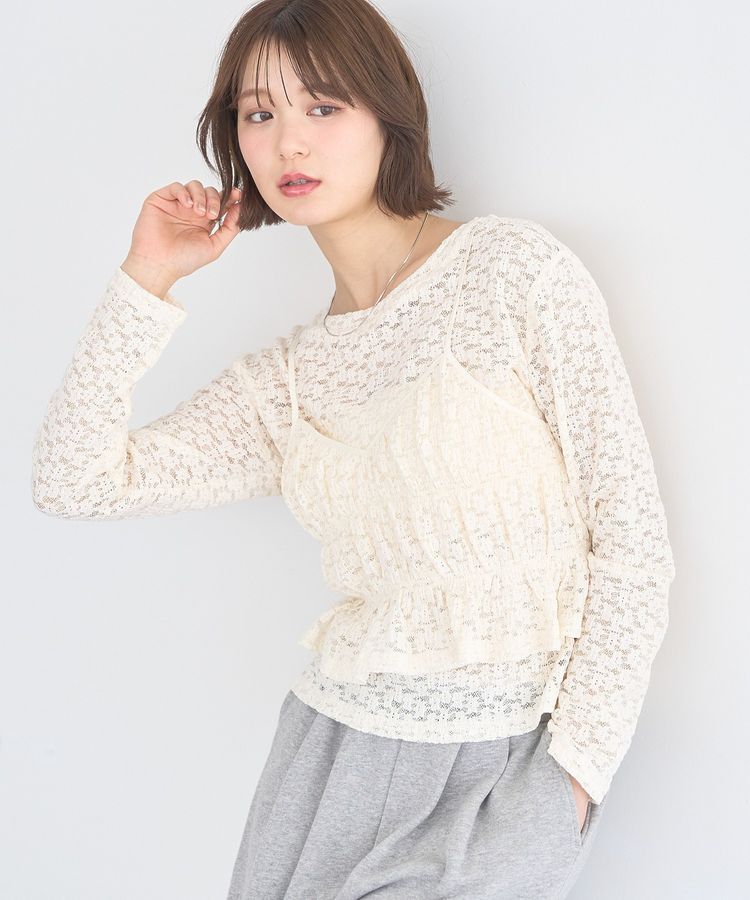 earth music&ecology「SET2点カットレースプルオーバー＋ビスチェ」|Tシャツ・カットソー|