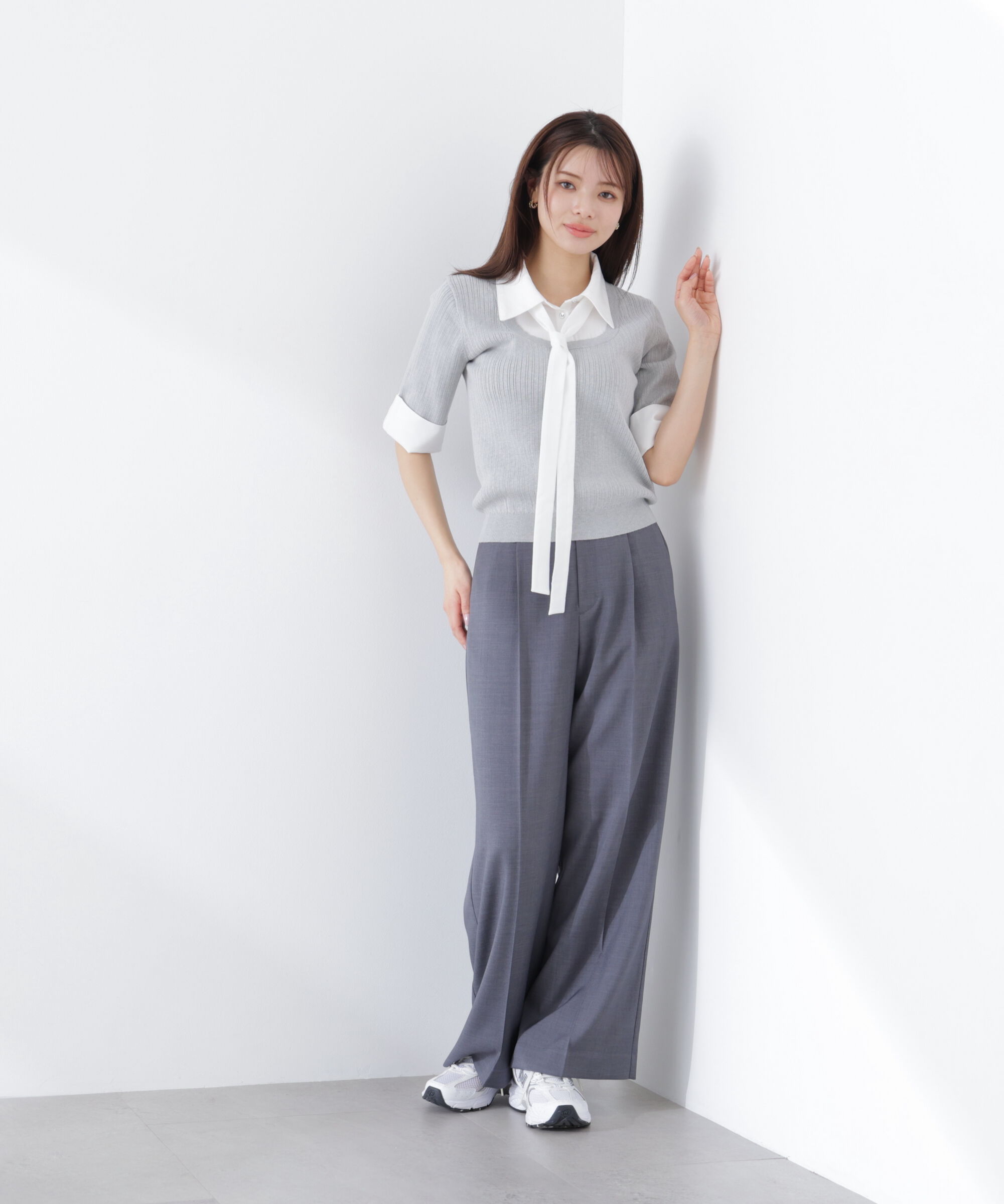 PROPORTION BODY DRESSING「＜ウォッシャブル＞ベルト付きタックワイドパンツ　26SS」|その他|チャコール2