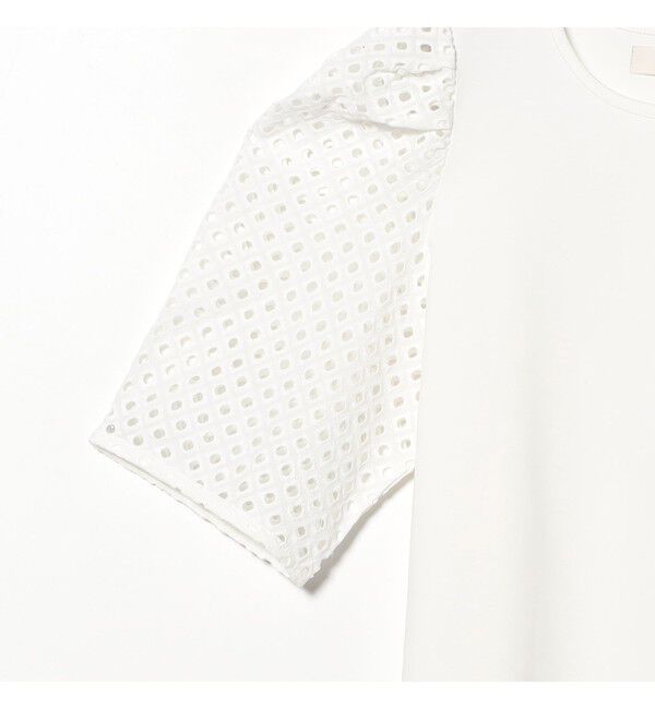 Demi-Luxe BEAMS 「刺繍レース スリーブ Tシャツ」|Tシャツ・カットソー|
