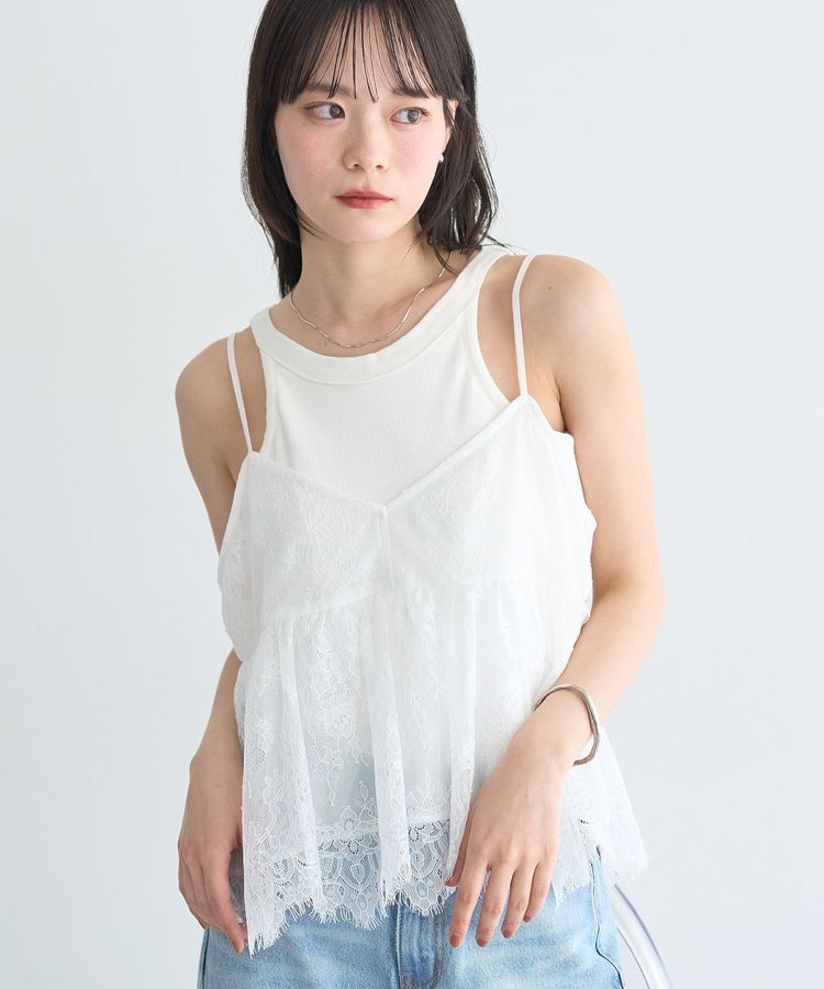 earth music&ecology「フリンジレースバックリボンキャミ」|キャミソール|