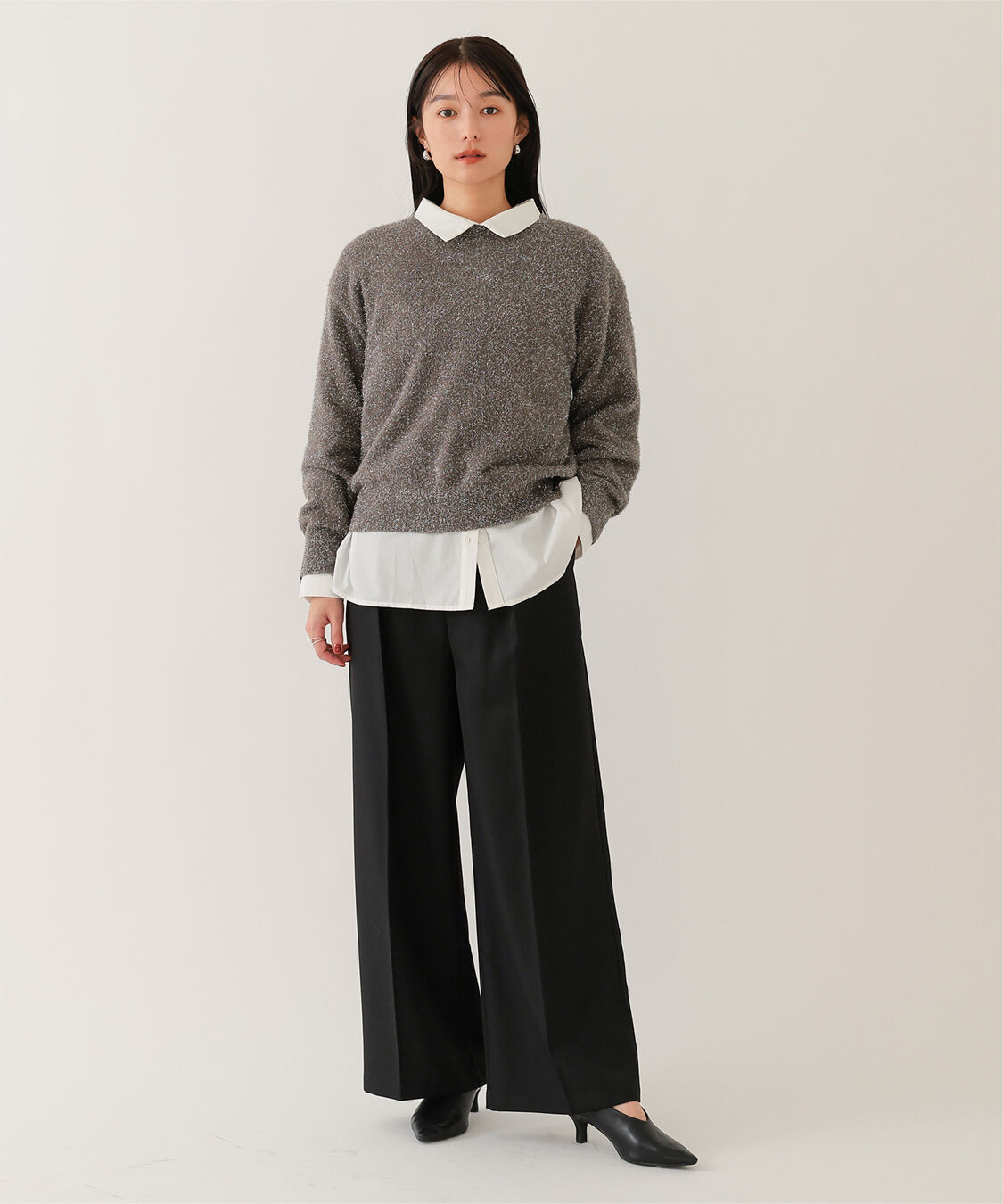 ur's「センタープレスタックワイドパンツ」|スラックス|