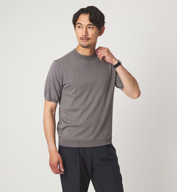UNITED ARROWS green label relaxing「【WEB限定】JUST fit ジャケイン モックネック 半袖 ニット」|ニット・セーター|