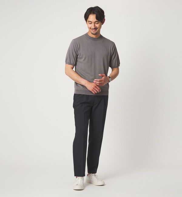 UNITED ARROWS green label relaxing「【WEB限定】JUST fit ジャケイン モックネック 半袖 ニット」|ニット・セーター|