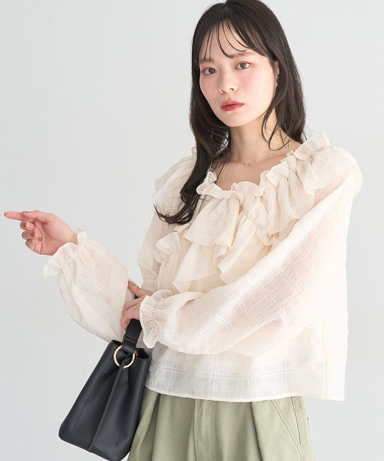 earth music&ecology「シアーチェック2wayオフショルブラウス」|シャツ・ブラウス|