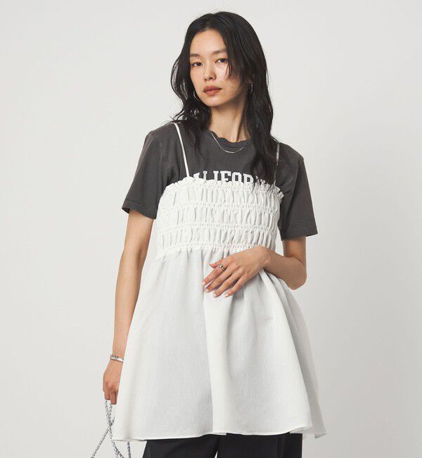 UNITED ARROWS green label relaxing「シャーリング チュニック キャミソール」|キャミソール|WHITE