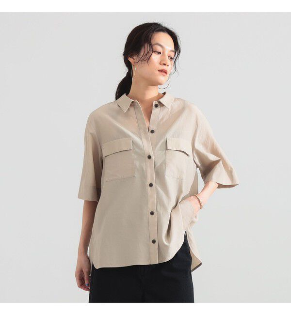 Demi-Luxe BEAMS 「コットン アセテート オーバーシャツ」|シャツ・ブラウス|BEIGE