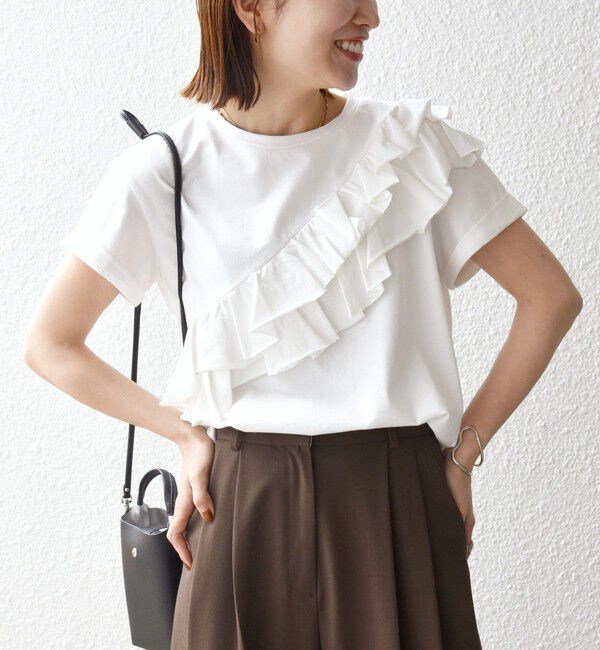 SHIPS any「《予約》SHIPS any:〈洗濯機可能〉ジャージー フリル TEE」|Tシャツ・カットソー|