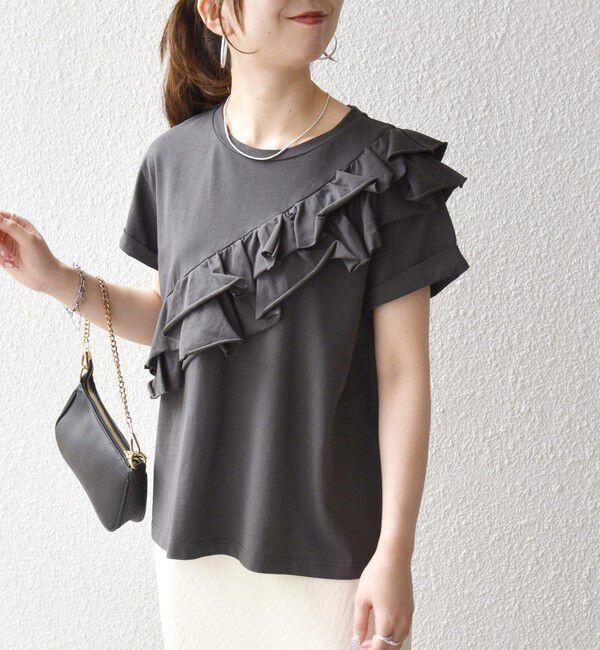 SHIPS any「《予約》SHIPS any:〈洗濯機可能〉ジャージー フリル TEE」|Tシャツ・カットソー|