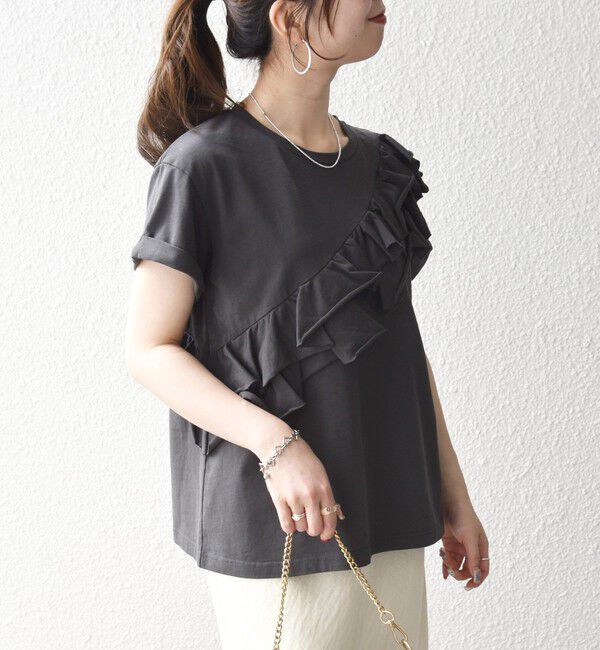 SHIPS any「《予約》SHIPS any:〈洗濯機可能〉ジャージー フリル TEE」|Tシャツ・カットソー|