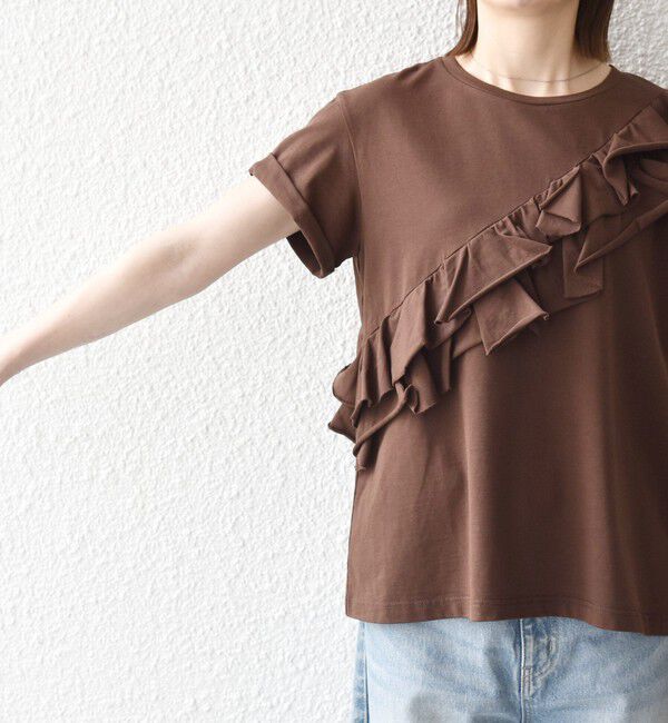 SHIPS any「《予約》SHIPS any:〈洗濯機可能〉ジャージー フリル TEE」|Tシャツ・カットソー|