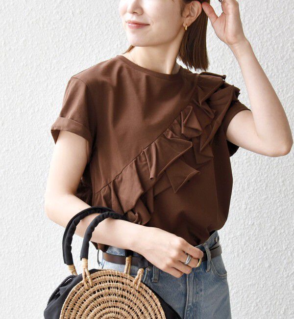 SHIPS any「《予約》SHIPS any:〈洗濯機可能〉ジャージー フリル TEE」|Tシャツ・カットソー|