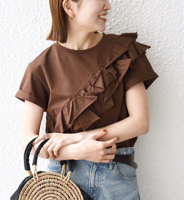 SHIPS any「《予約》SHIPS any:〈洗濯機可能〉ジャージー フリル TEE」|Tシャツ・カットソー|