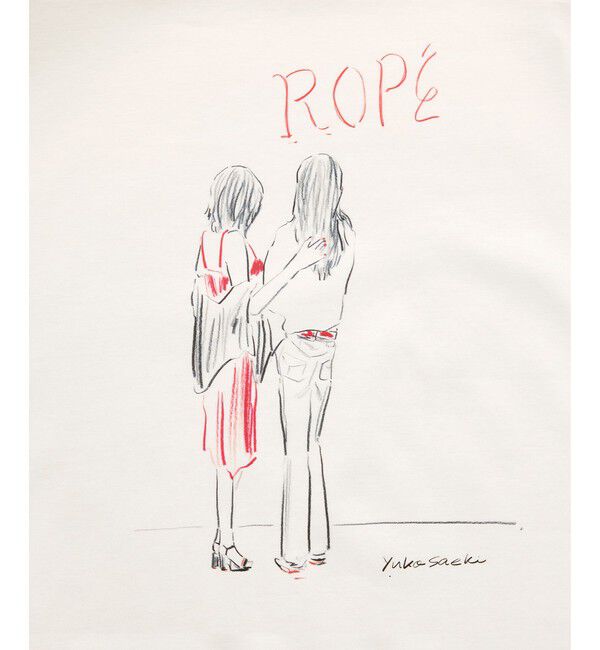 ROPE「【YUKO SAEKI for ROPE&rsquo;・コラボレーション】フレンチスリーブプリントTシャツ/イージーケア」|Tシャツ・カットソー|