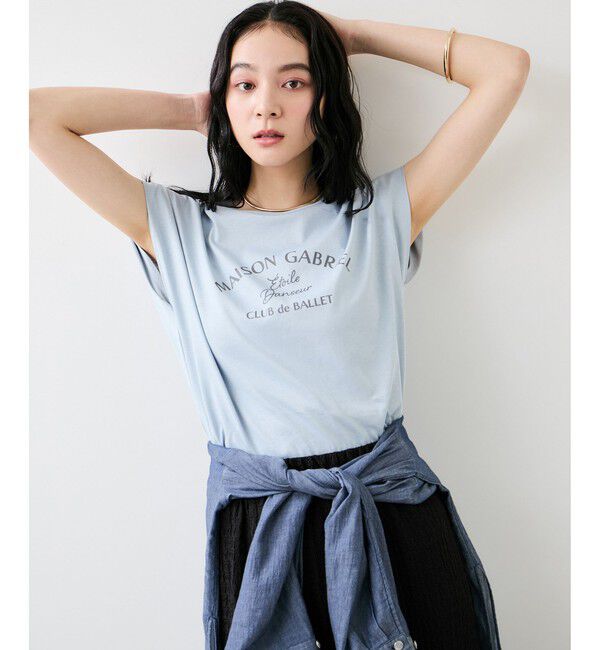 VIS「フォト＆ロゴプリントフレンチスリーブTシャツ/接触冷感」|Tシャツ・カットソー|