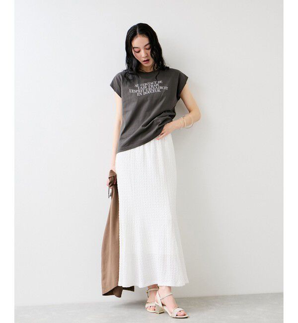 VIS「フォト＆ロゴプリントフレンチスリーブTシャツ/接触冷感」|Tシャツ・カットソー|
