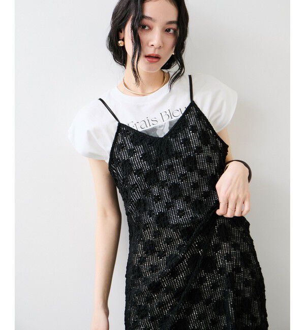 VIS「フォト＆ロゴプリントフレンチスリーブTシャツ/接触冷感」|Tシャツ・カットソー|