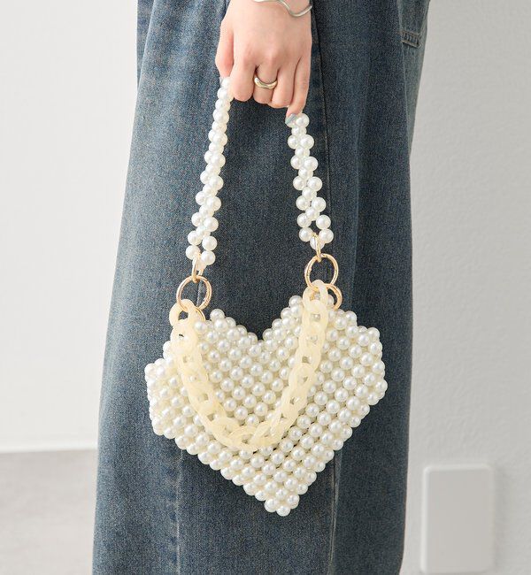  「ビーズハンドルハートBAG」|トートバッグ|
