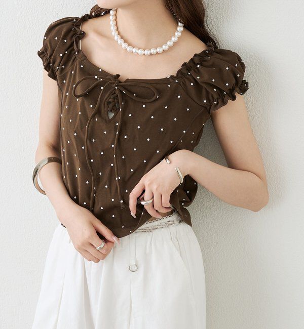  「レースアップフレンチTシャツ」|Tシャツ・カットソー|