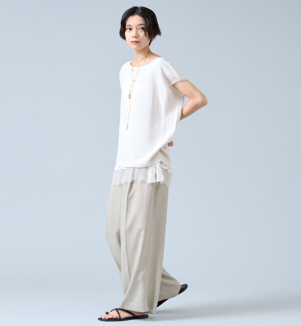Liesse「《定番》麻調タックワイドパンツ（セットアップ可）」|その他|