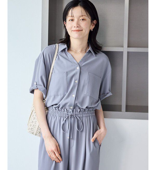 Rope&rsquo;Picnic「【ちゃんと+かわいい保証】カットジョーゼットスキッパーブラウス/UVケア・接触冷感・防シワ」|シャツ・ブラウス|