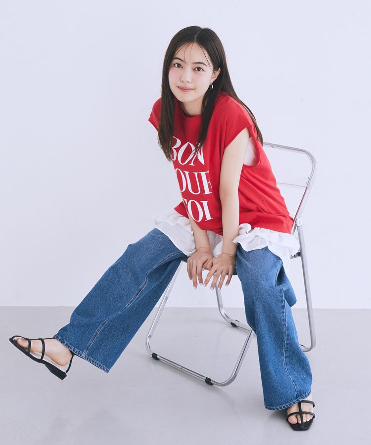 earth music&ecology「フレンチスリーブプリントTシャツ」|Tシャツ・カットソー|