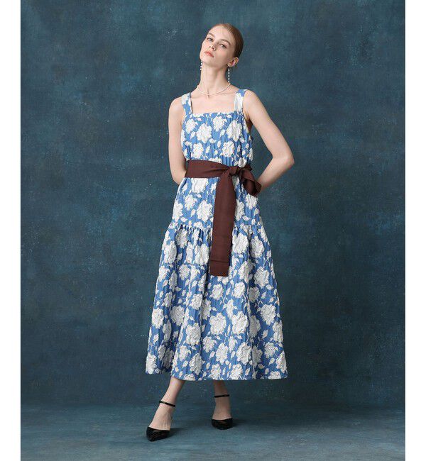 LOULOU WILLOUGHBY「【LOULOU WILLOUGHBY】BHARAT シルバーラメジャガードワンピース」|ワンピース|