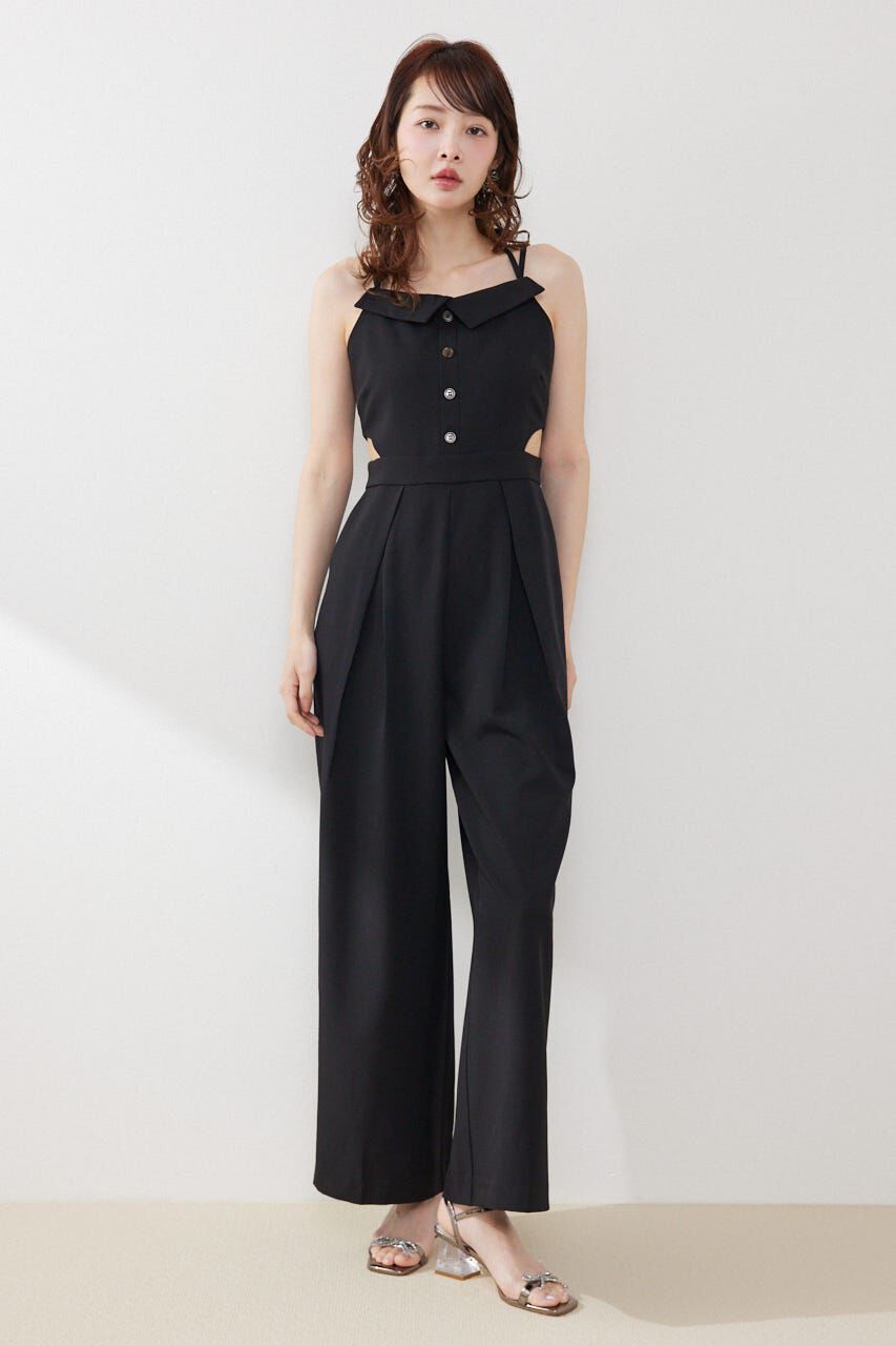 rienda「ウエストオープンキャミロンパース」|ワンピース|BLK