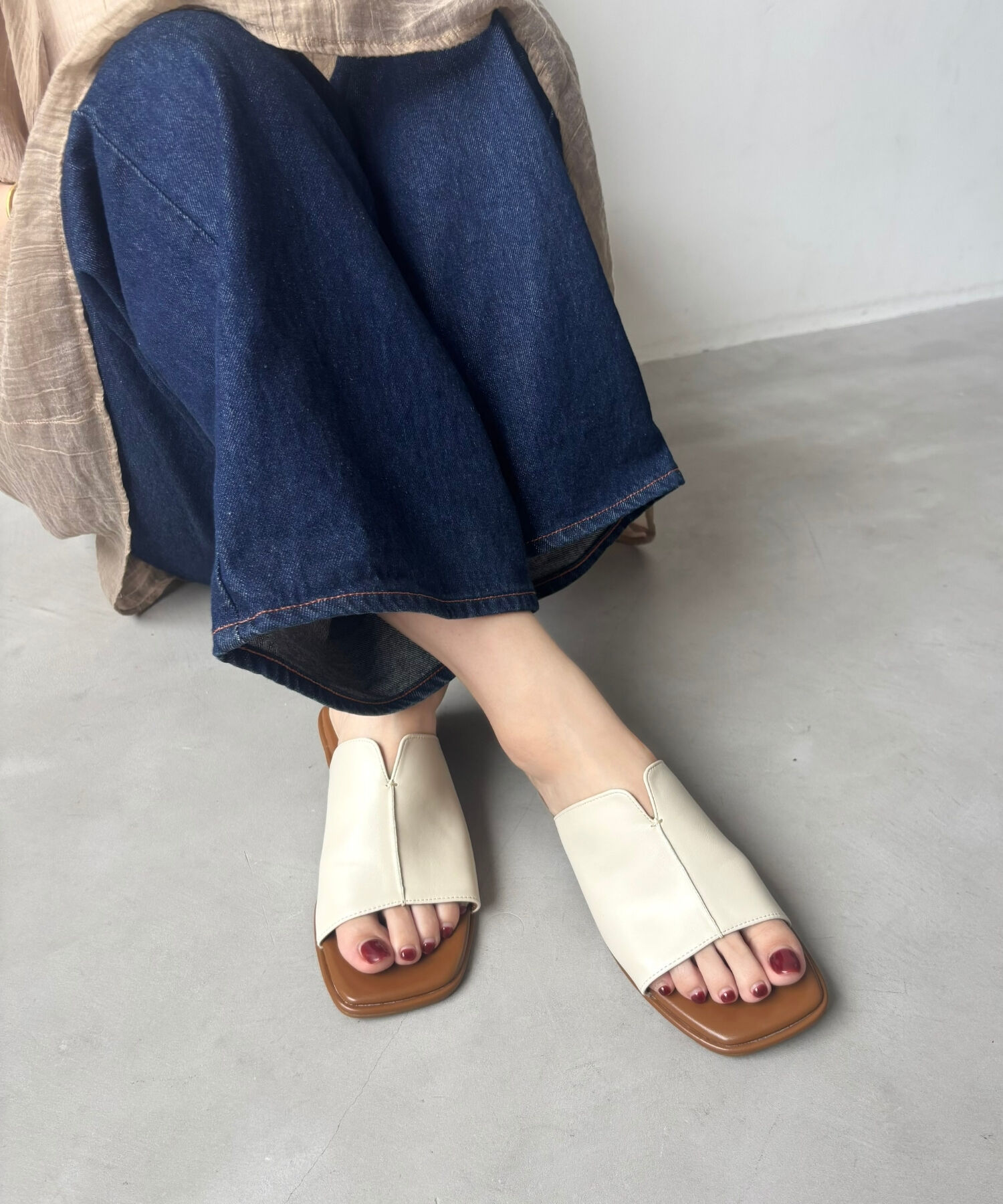 ORiental TRaffic「【WEB限定】●人気アイテム●センタースリットミュールサンダル/55206 サンダル 」|サンダル|BEIGE
