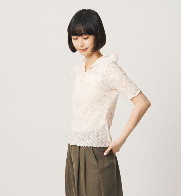 BEAUTY&YOUTH UNITED ARROWS「レース ショートスリーブ フーディ」|Tシャツ・カットソー|OFF WHITE
