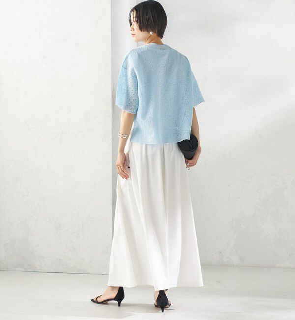 SHIPS for women「〈手洗い可能〉レース ジャカード ショートスリーブ カットソー」|Tシャツ・カットソー|