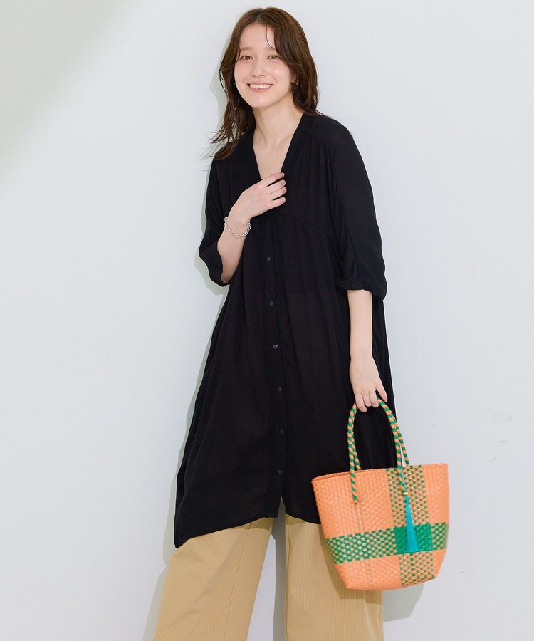 Green Parks「ハシゴレースレーヨンクレープチュニック」|チュニック|Black