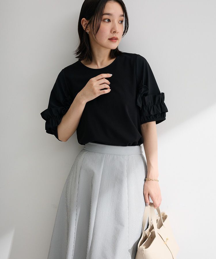 Green Parks「袖フリルプルオーバー」|Tシャツ・カットソー|Black