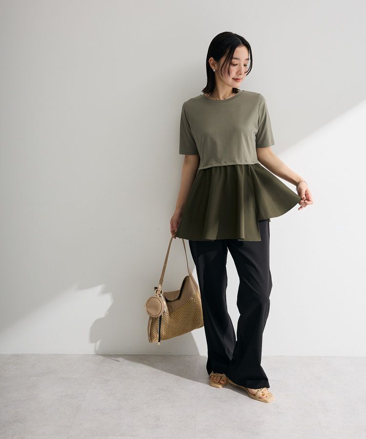 Green Parks「異素材ドッキングペプラムプルオーバー」|Tシャツ・カットソー|