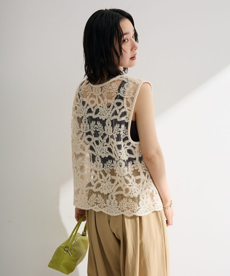 Green Parks「レース刺繍ベスト」|ベスト・ジレ|