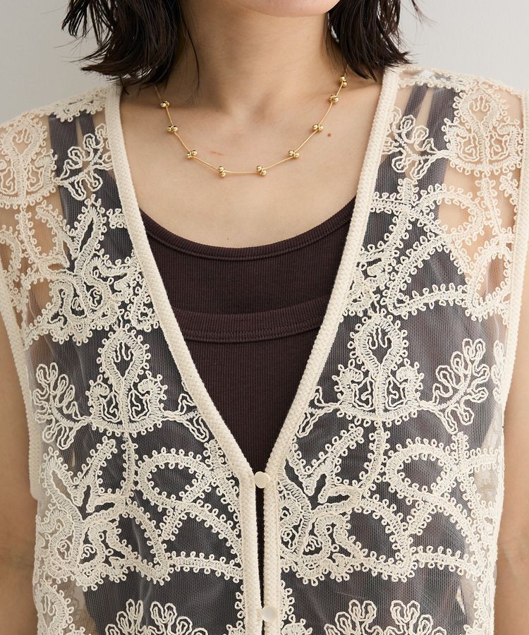 Green Parks「レース刺繍ベスト」|ベスト・ジレ|