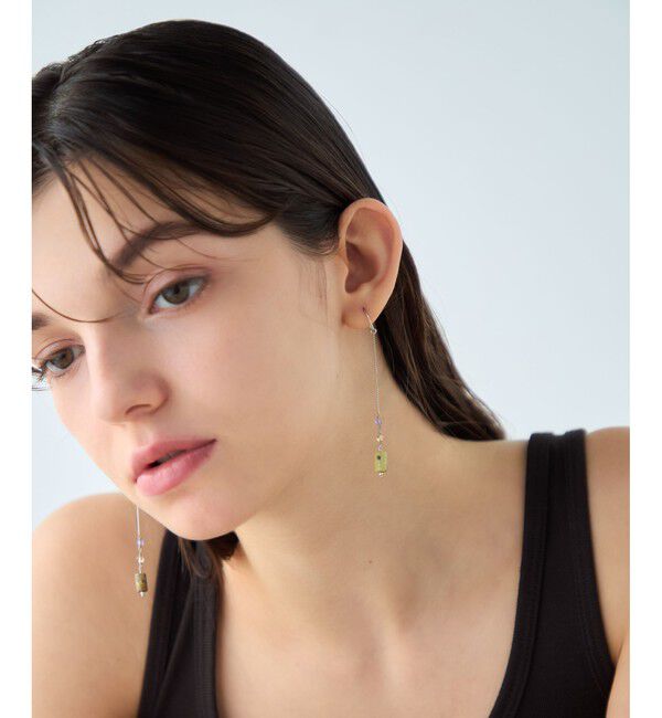 ete「ナチュラルストーン チューブカット ピアス」|ピアス|
