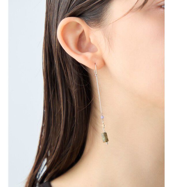 ete「ナチュラルストーン チューブカット ピアス」|ピアス|