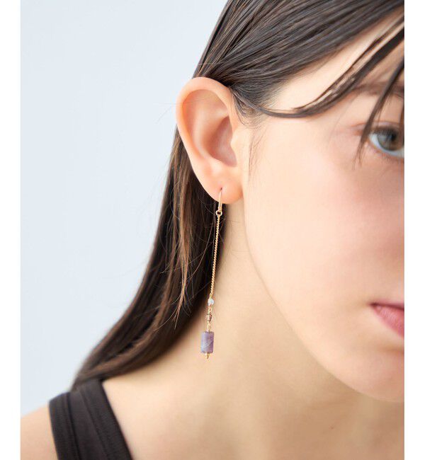 ete「ナチュラルストーン チューブカット ピアス」|ピアス|