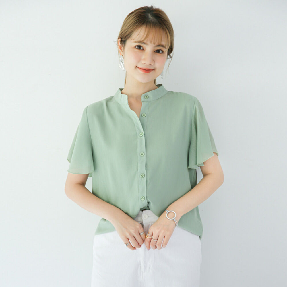 BACKYARD FAMILY「シャツ ブラウス レディース 半袖 通販 大人 ファッション 春 夏 トップス 通勤 ビジネス」|シャツ・ブラウス|グリーン1