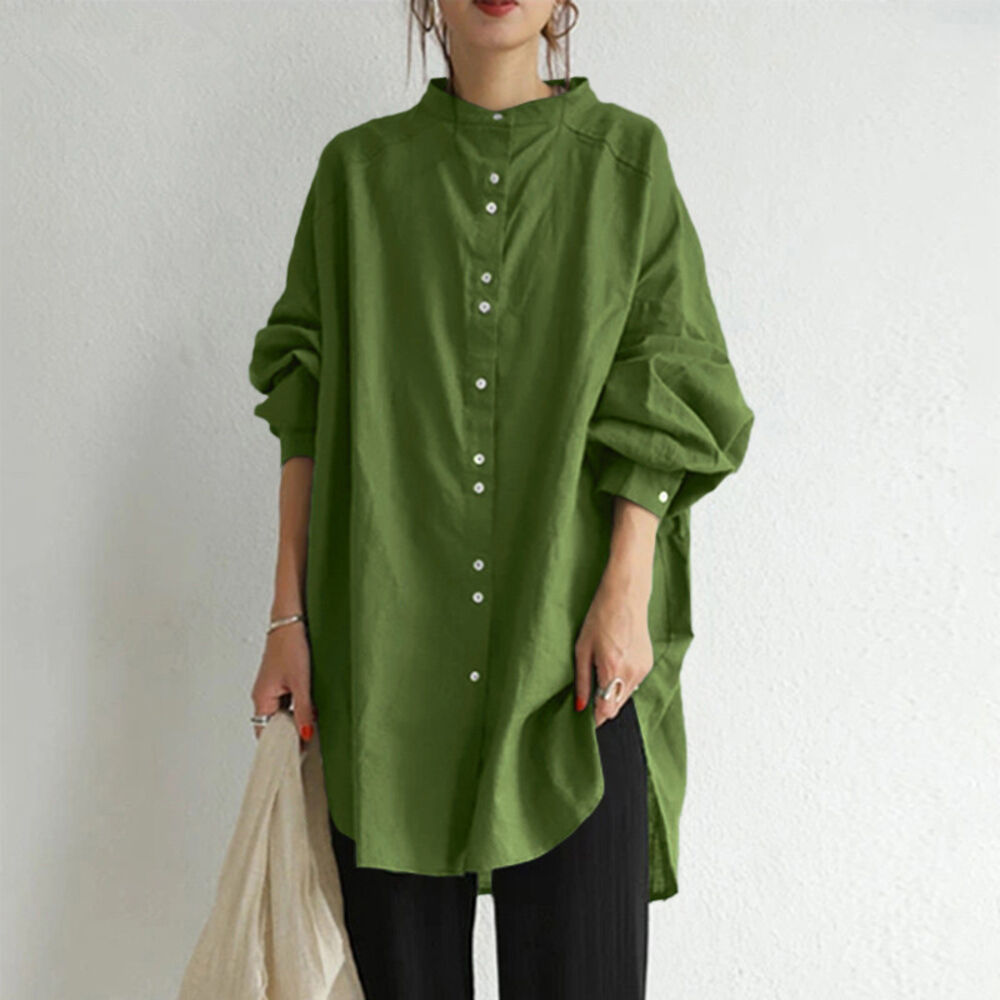 BACKYARD FAMILY「シャツ レディース チュニック ブラウス 通販 ロングシャツ 長袖 ロング 長袖シャツ トップス」|シャツ・ブラウス|グリーン1